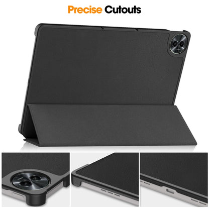 For Realme Pad 2 3-folding Leather Smart Tablet Case(Black) - Realme by buy2fix | Online Shopping UK | buy2fix