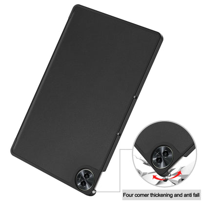For Realme Pad 2 3-folding Leather Smart Tablet Case(Black) - Realme by buy2fix | Online Shopping UK | buy2fix
