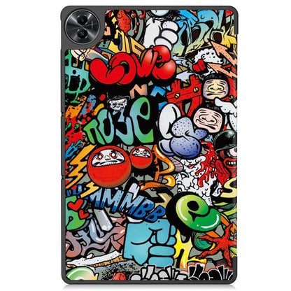 For Realme Pad 2 Custer Painted 3-Fold Holder Smart Leather Tablet Case(Graffiti) - Realme by buy2fix | Online Shopping UK | buy2fix