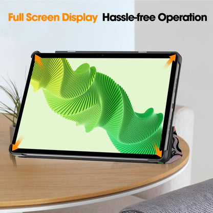 For Realme Pad 2 Custer Painted 3-Fold Holder Smart Leather Tablet Case(Graffiti) - Realme by buy2fix | Online Shopping UK | buy2fix