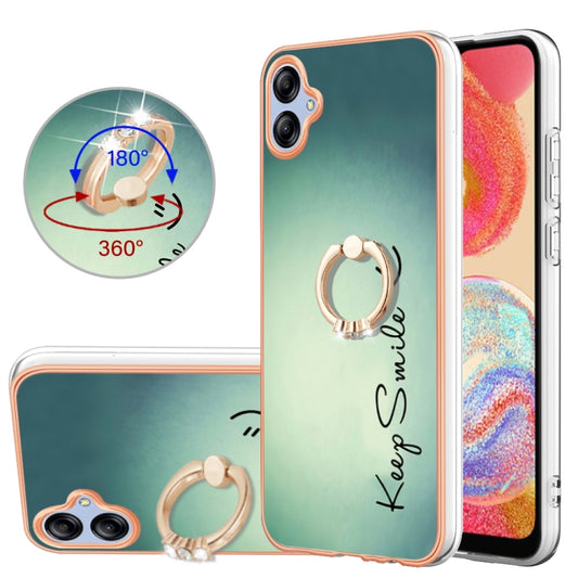 For Samsung Galaxy A04e Electroplating Dual-side IMD Phone Case with Ring Holder(Smile) by buy2fix