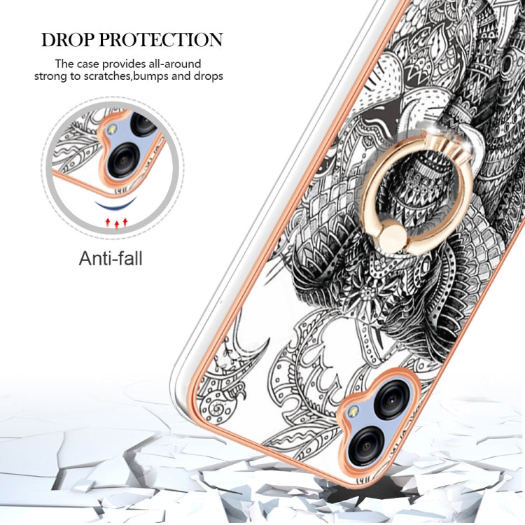 For Samsung Galaxy A04e Electroplating Dual-side IMD Phone Case with Ring Holder(Totem Elephant) by buy2fix