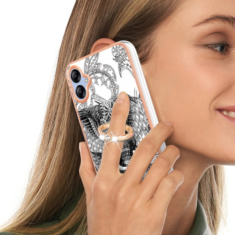 For Samsung Galaxy A04e Electroplating Dual-side IMD Phone Case with Ring Holder(Totem Elephant) by buy2fix