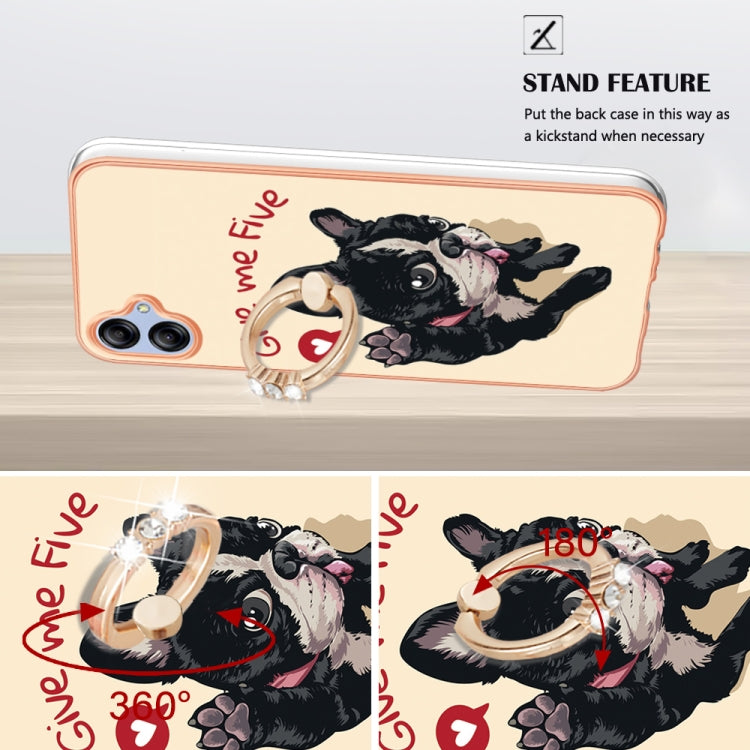 For Samsung Galaxy A04e Electroplating Dual-side IMD Phone Case with Ring Holder(Lucky Dog) by buy2fix