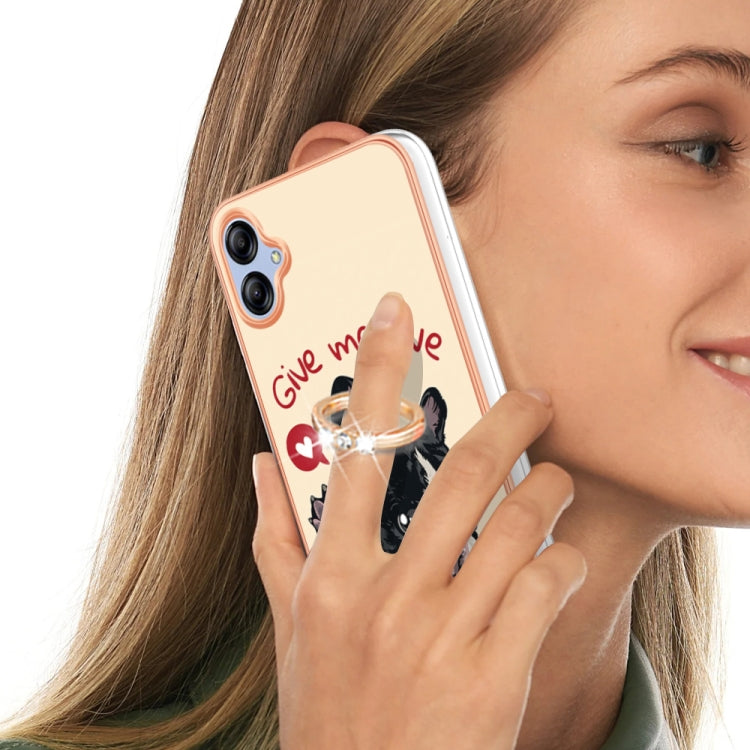 For Samsung Galaxy A04e Electroplating Dual-side IMD Phone Case with Ring Holder(Lucky Dog) by buy2fix