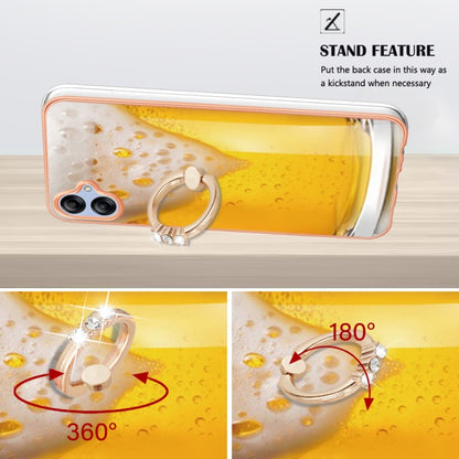 For Samsung Galaxy A04e Electroplating Dual-side IMD Phone Case with Ring Holder(Draft Beer) by buy2fix