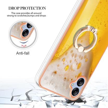 For Samsung Galaxy A04e Electroplating Dual-side IMD Phone Case with Ring Holder(Draft Beer) by buy2fix