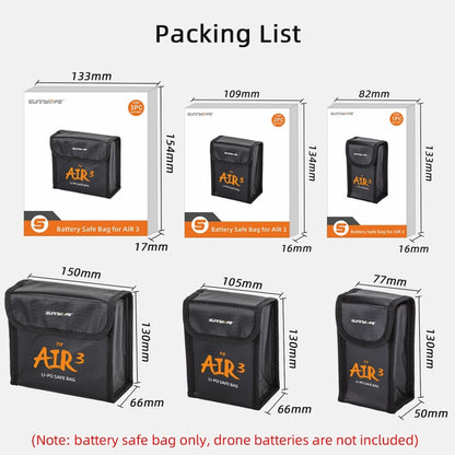 For DJI Air 3 Sunnylife Battery Explosion-proof Safe Bag Protective Li-Po Safe Bag For 3pcs Batteries - Carry Cases & Bags by Sunnylife | Online Shopping UK | buy2fix
