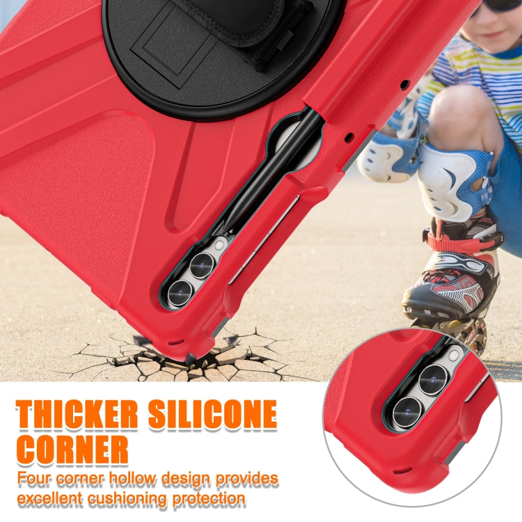 For Samsung Galaxy Tab S9+ / S8+ Rotatable Kickstand Grip Heavy Duty Hard Rugged Tablet Case(Red) - Other Galaxy Tab PC by buy2fix | Online Shopping UK | buy2fix