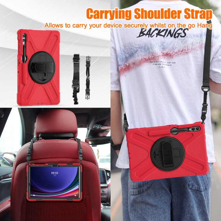 For Samsung Galaxy Tab S9+ / S8+ Rotatable Kickstand Grip Heavy Duty Hard Rugged Tablet Case(Red) - Other Galaxy Tab PC by buy2fix | Online Shopping UK | buy2fix