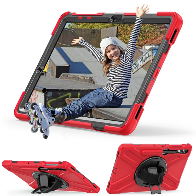For Samsung Galaxy Tab S9+ / S8+ Rotatable Kickstand Grip Heavy Duty Hard Rugged Tablet Case(Red) - Other Galaxy Tab PC by buy2fix | Online Shopping UK | buy2fix