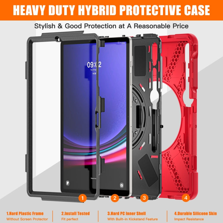 For Samsung Galaxy Tab S9+ / S8+ Rotatable Kickstand Grip Heavy Duty Hard Rugged Tablet Case(Red) - Other Galaxy Tab PC by buy2fix | Online Shopping UK | buy2fix