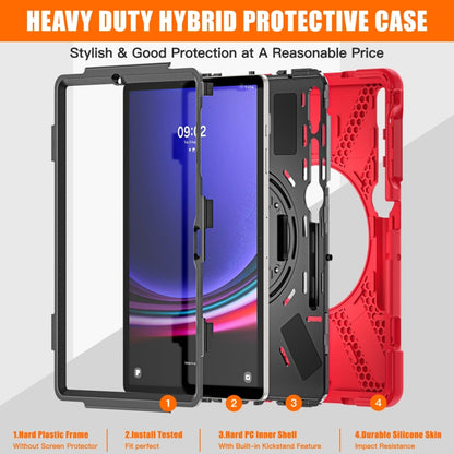 For Samsung Galaxy Tab S9+ / S8+ Rotatable Kickstand Grip Heavy Duty Hard Rugged Tablet Case(Red) - Other Galaxy Tab PC by buy2fix | Online Shopping UK | buy2fix