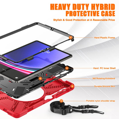 For Samsung Galaxy Tab S9+ / S8+ Rotatable Kickstand Grip Heavy Duty Hard Rugged Tablet Case(Red) - Other Galaxy Tab PC by buy2fix | Online Shopping UK | buy2fix