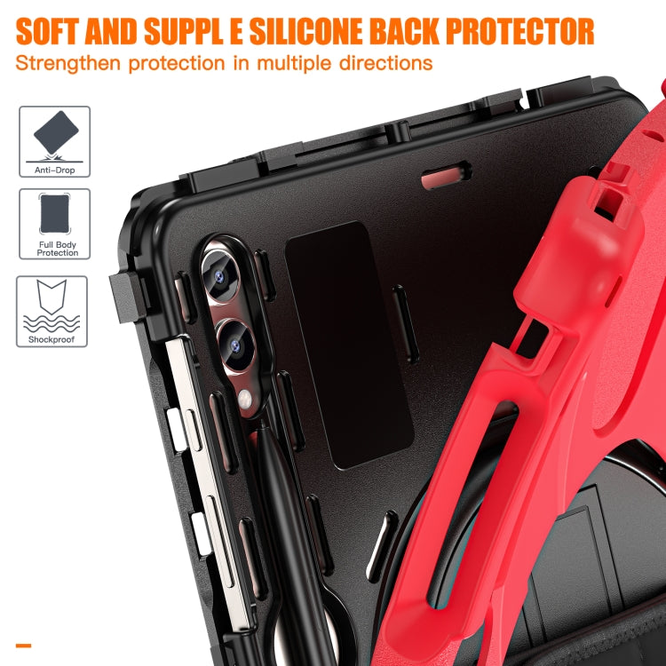 For Samsung Galaxy Tab S9+ / S8+ Rotatable Kickstand Grip Heavy Duty Hard Rugged Tablet Case(Red) - Other Galaxy Tab PC by buy2fix | Online Shopping UK | buy2fix