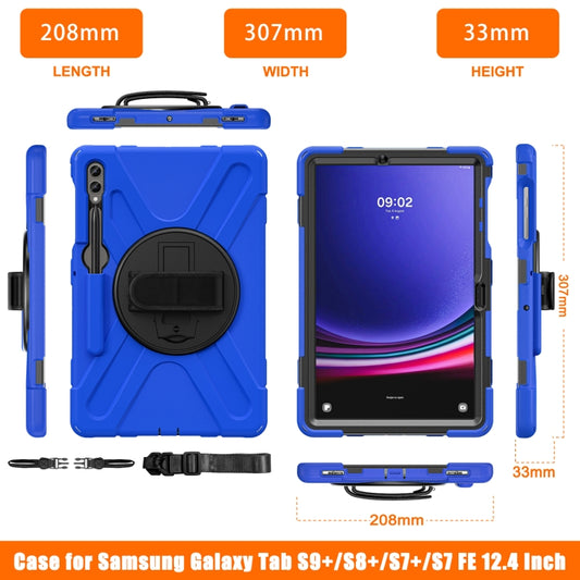 For Samsung Galaxy Tab S9+ / S8+ Rotatable Kickstand Grip Heavy Duty Hard Rugged Tablet Case(Blue) - Other Galaxy Tab PC by buy2fix | Online Shopping UK | buy2fix