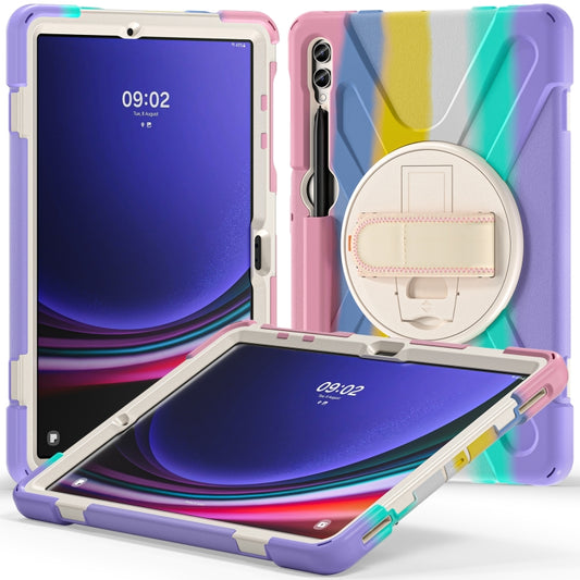 For Samsung Galaxy Tab S9+ / S8+ Rotatable Kickstand Grip Heavy Duty Hard Rugged Tablet Case(Colorful Pink) - Other Galaxy Tab PC by buy2fix | Online Shopping UK | buy2fix