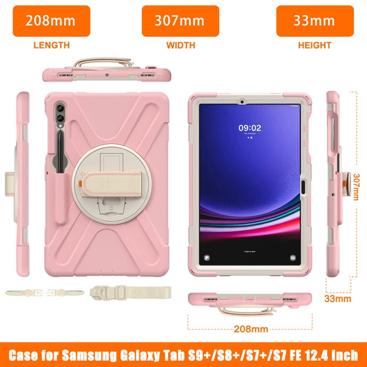 For Samsung Galaxy Tab S9+ / S8+ Rotatable Kickstand Grip Heavy Duty Hard Rugged Tablet Case(Pink) - Other Galaxy Tab PC by buy2fix | Online Shopping UK | buy2fix