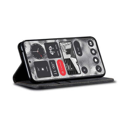 For Nothing Phone 2 Denim Texture Casual Style Flip Leather Case(Black) - Nothing Cases by buy2fix | Online Shopping UK | buy2fix