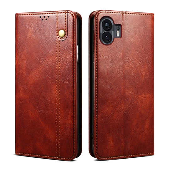 For Nothing Phone 2 Oil Wax Crazy Horse Texture Leather Phone Case(Brown)