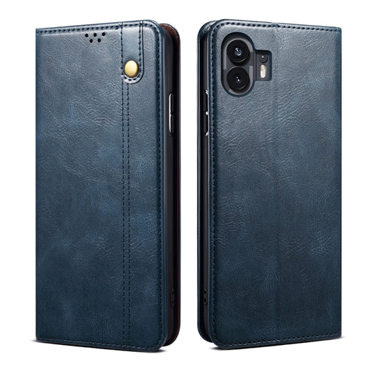 For Nothing Phone 2 Oil Wax Crazy Horse Texture Leather Phone Case(Blue) - Nothing Cases by buy2fix | Online Shopping UK | buy2fix