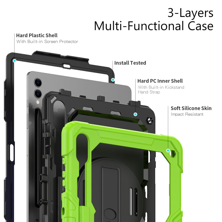 For Samsung Galaxy Tab S10+ / S9+ / S9 FE+ Silicone + PC Tablet Case(Yellow Green+Black) - Galaxy Tab S9+ Cases by buy2fix | Online Shopping UK | buy2fix