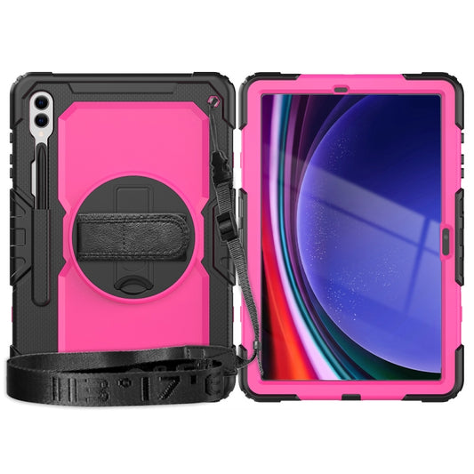 For Samsung Galaxy Tab S10+ / S9+ / S9 FE+ Silicone + PC Tablet Case(Black+Rose Red) - Galaxy Tab S9+ Cases by buy2fix | Online Shopping UK | buy2fix
