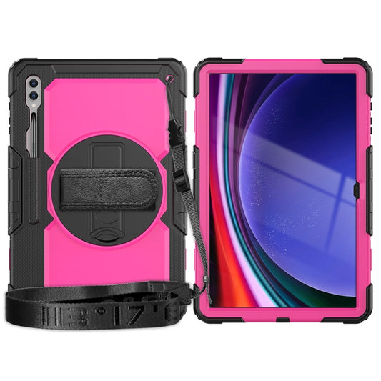 For Samsung Galaxy Tab S9 Ultra / S10 Ultra Silicone Hybrid PC Tablet Protective Case(Black+Rose Red) - Galaxy Tab S9 Ultra Cases by buy2fix | Online Shopping UK | buy2fix