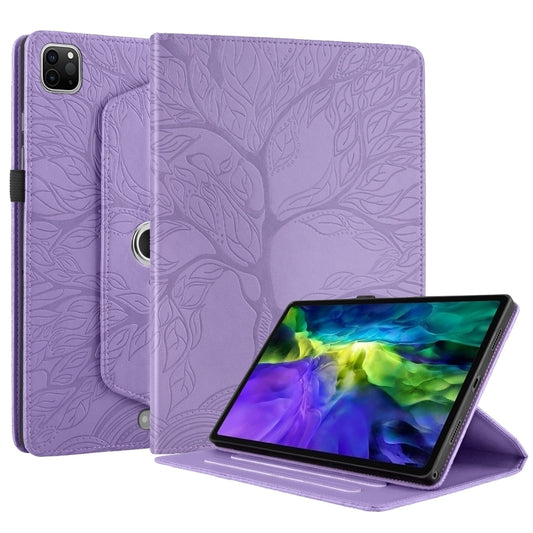 For iPad Pro 11 2022 / 2021 / 2020 Tree Life Embossed Rotation Leather Smart Tablet Case(Purple) by buy2fix