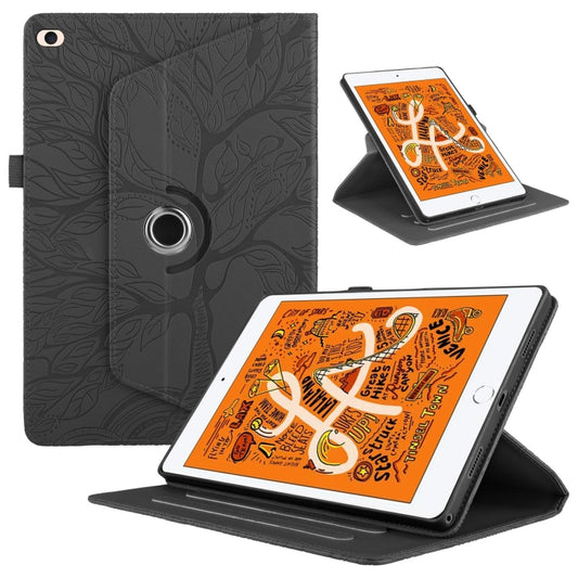 For iPad mini 5 / mini 4 / mini 3  Tree Life Embossed Rotation Leather Smart Tablet Case(Black) - iPad mini (2019) / mini 5 Cases by buy2fix | Online Shopping UK | buy2fix