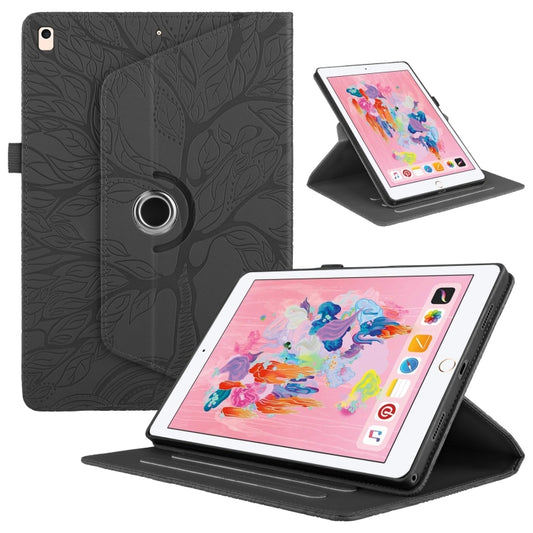 For iPad Air / Air 2 / 9.7 2017 / 2018 Tree Life Embossed Rotation Leather Smart Tablet Case(Black) - iPad 9.7 (2018) & (2017) Cases by buy2fix | Online Shopping UK | buy2fix