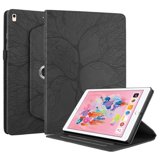 For iPad Air / Air 2 / 9.7 2017 / 2018 Tree Life Embossed Rotation Leather Smart Tablet Case(Black) - iPad 9.7 (2018) & (2017) Cases by buy2fix | Online Shopping UK | buy2fix
