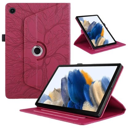 For Lenovo Tab M10 Plus 10.6 3rd Gen Tree Life Embossed Rotation Leather Smart Tablet Case(Red) - Lenovo by buy2fix | Online Shopping UK | buy2fix