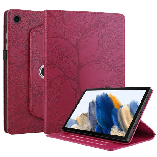 For Lenovo Tab M10 Plus 10.6 3rd Gen Tree Life Embossed Rotation Leather Smart Tablet Case(Red) - Lenovo by buy2fix | Online Shopping UK | buy2fix