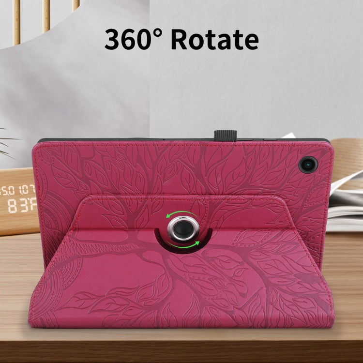 For Lenovo Tab M10 Plus 10.6 3rd Gen Tree Life Embossed Rotation Leather Smart Tablet Case(Red) - Lenovo by buy2fix | Online Shopping UK | buy2fix