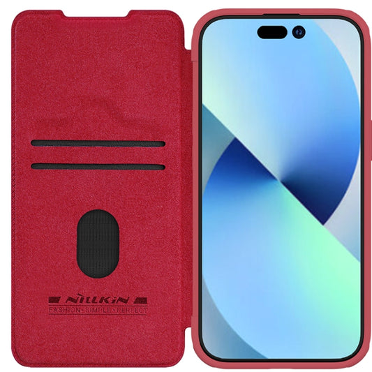 For iPhone 15 Plus NILLKIN QIN Series Pro Sliding Camera Cover Design Leather Phone Case(Red) - iPhone 15 Plus Cases by NILLKIN | Online Shopping UK | buy2fix