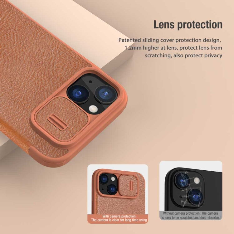 For iPhone 15 Plus NILLKIN QIN Series Pro Sliding Camera Cover Design Leather Phone Case(Black) - iPhone 15 Plus Cases by NILLKIN | Online Shopping UK | buy2fix
