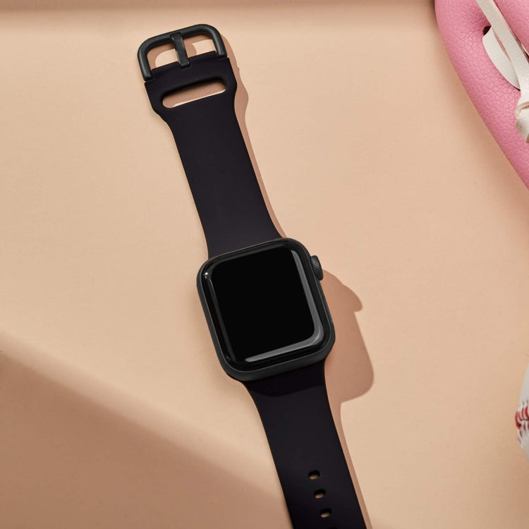 For Apple Watch Series 8 41mm Pin Buckle Silicone Watch Band(Black) - Watch Bands by buy2fix | Online Shopping UK | buy2fix