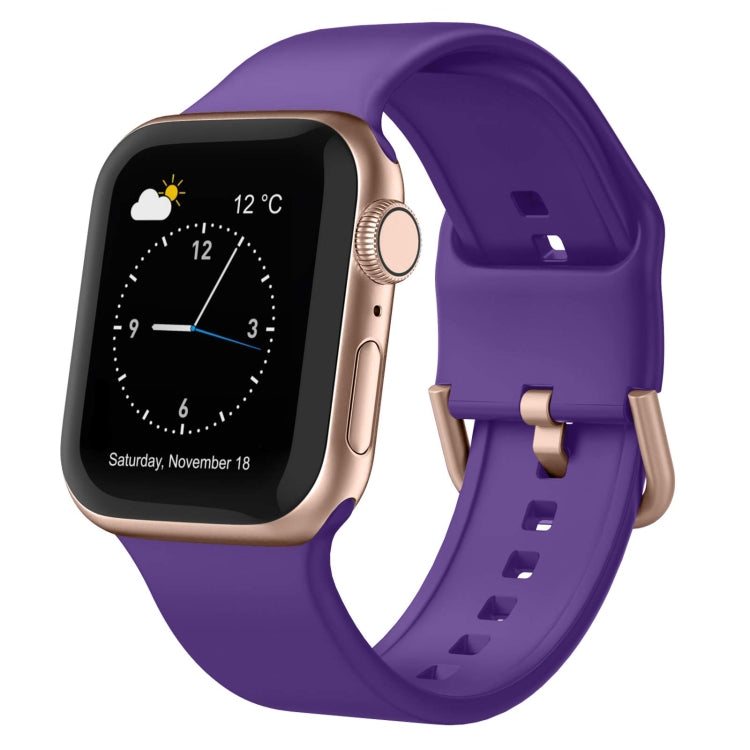 For Apple Watch Series 8 45mm Pin Buckle Silicone Watch Band(Purple) - Watch Bands by buy2fix | Online Shopping UK | buy2fix