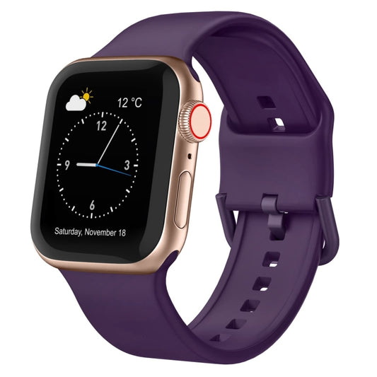 For Apple Watch Series 9 41mm Pin Buckle Silicone Watch Band(Dark Purple) - Watch Bands by buy2fix | Online Shopping UK | buy2fix