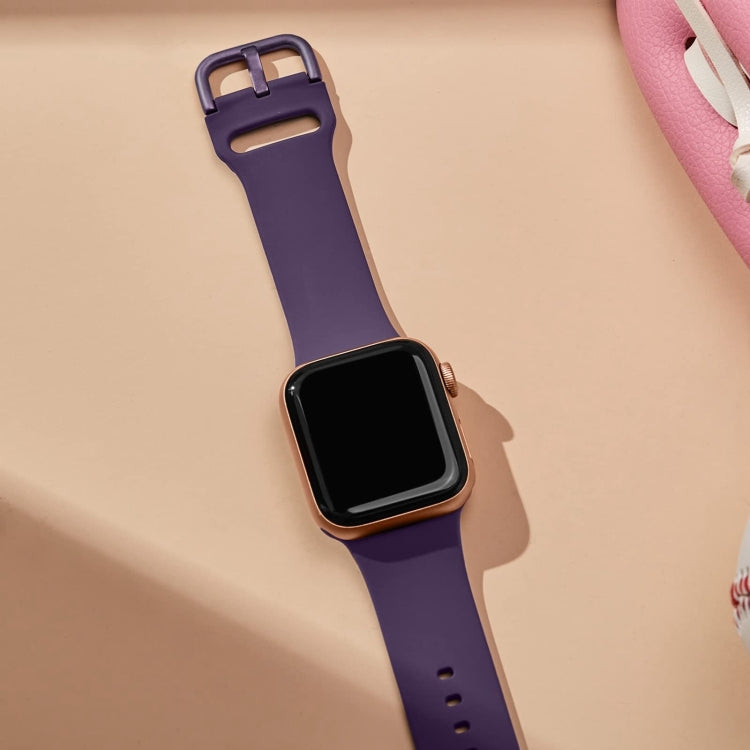For Apple Watch Series 9 41mm Pin Buckle Silicone Watch Band(Dark Purple) - Watch Bands by buy2fix | Online Shopping UK | buy2fix