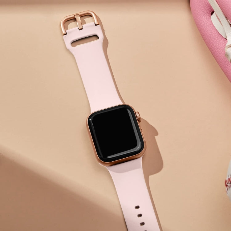 For Apple Watch Series 9 45mm Pin Buckle Silicone Watch Band(Pink Sand) - Watch Bands by buy2fix | Online Shopping UK | buy2fix