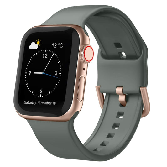 For Apple Watch Series 9 45mm Pin Buckle Silicone Watch Band(Olive) - Watch Bands by buy2fix | Online Shopping UK | buy2fix