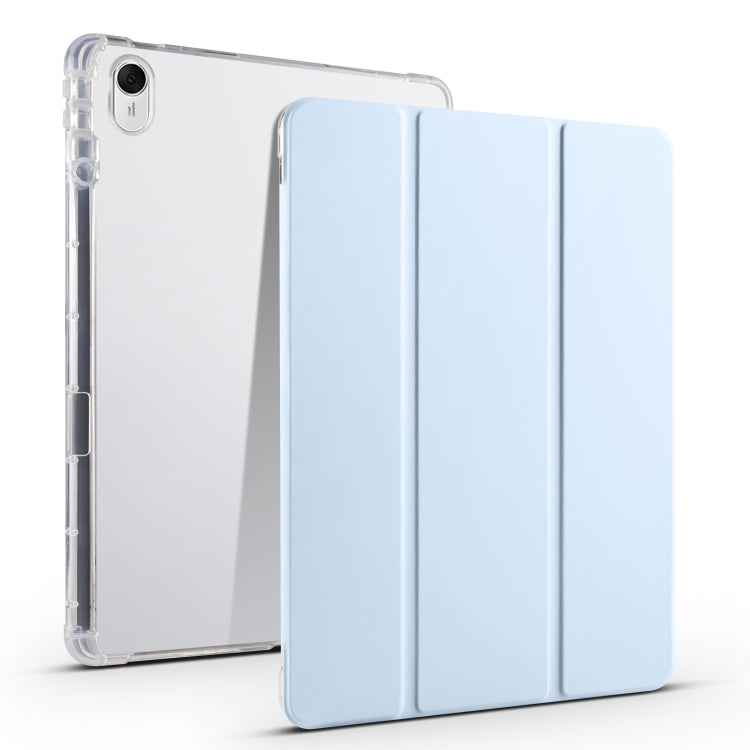 For Huawei MatePad 11.5 2023 3-folding Transparent TPU Smart Leather Tablet Case(Ice Blue) - Huawei by buy2fix | Online Shopping UK | buy2fix