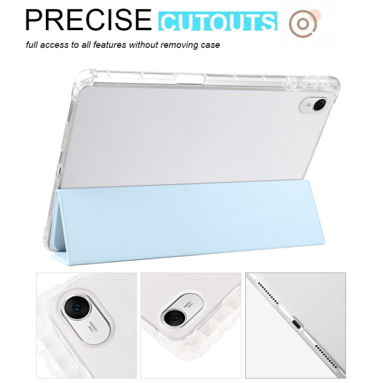 For Huawei MatePad 11.5 2023 3-folding Transparent TPU Smart Leather Tablet Case(Ice Blue) - Huawei by buy2fix | Online Shopping UK | buy2fix