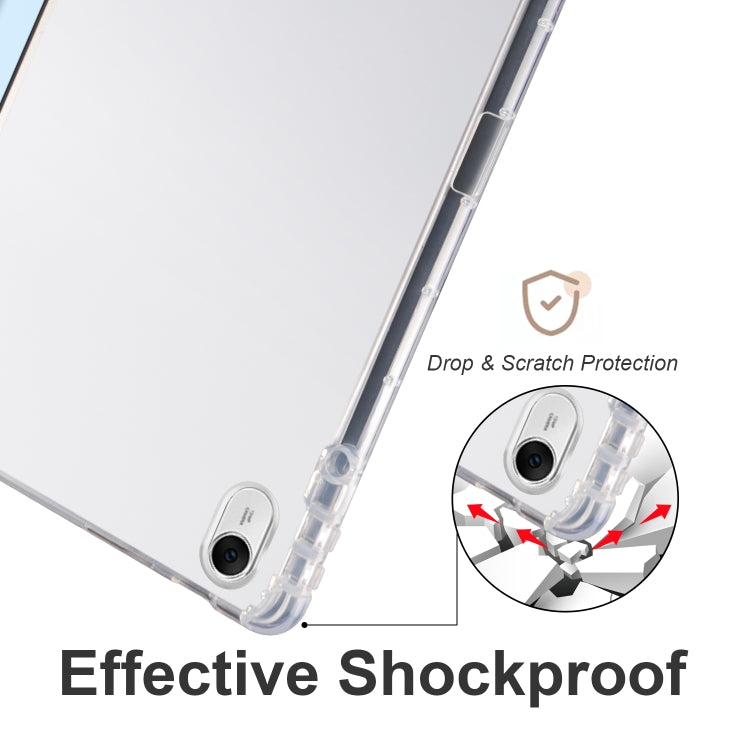 For Huawei MatePad 11.5 2023 3-folding Transparent TPU Smart Leather Tablet Case(Ice Blue) - Huawei by buy2fix | Online Shopping UK | buy2fix