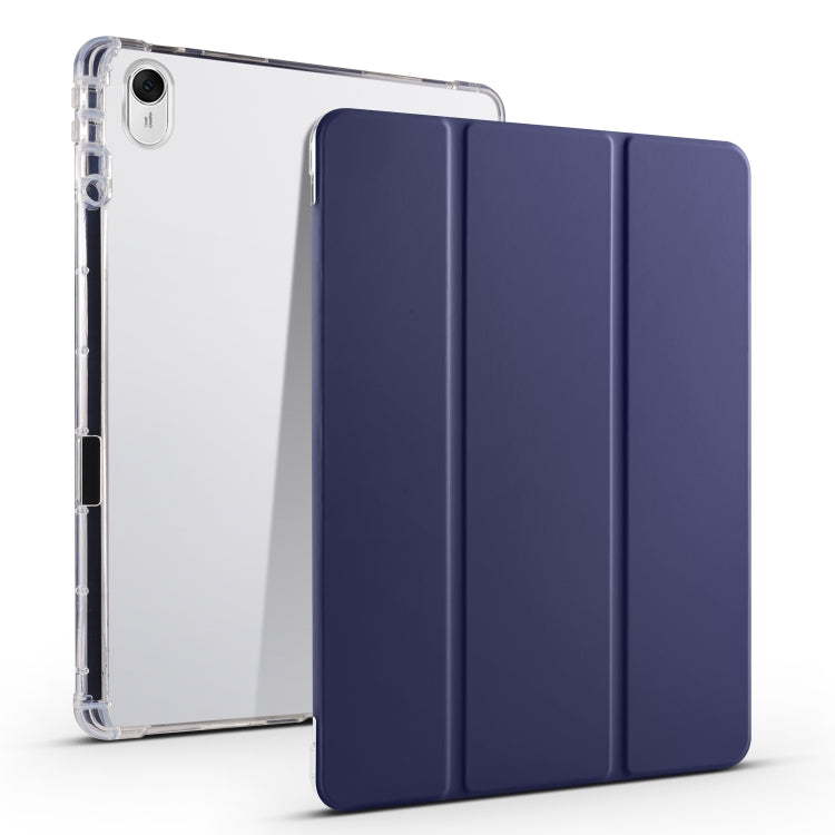 For Huawei MatePad 11.5 2023 3-folding Transparent TPU Smart Leather Tablet Case(Dark Blue) - Huawei by buy2fix | Online Shopping UK | buy2fix