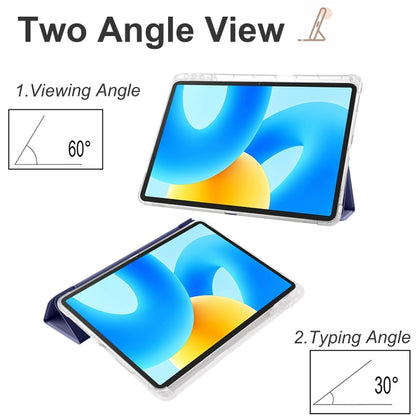 For Huawei MatePad 11.5 2023 3-folding Transparent TPU Smart Leather Tablet Case(Dark Blue) - Huawei by buy2fix | Online Shopping UK | buy2fix