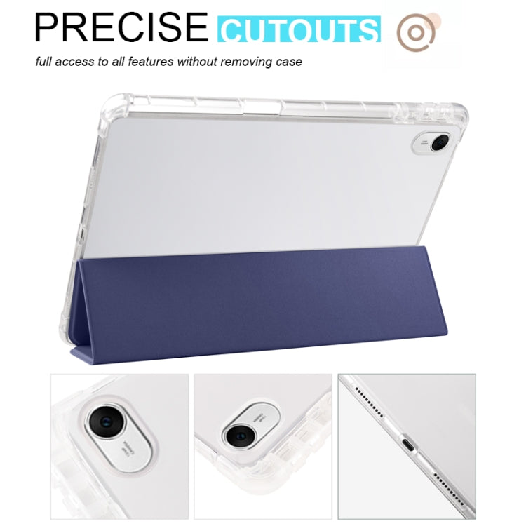 For Huawei MatePad 11.5 2023 3-folding Transparent TPU Smart Leather Tablet Case(Dark Blue) - Huawei by buy2fix | Online Shopping UK | buy2fix