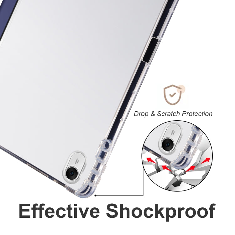 For Huawei MatePad 11.5 2023 3-folding Transparent TPU Smart Leather Tablet Case(Dark Blue) - Huawei by buy2fix | Online Shopping UK | buy2fix